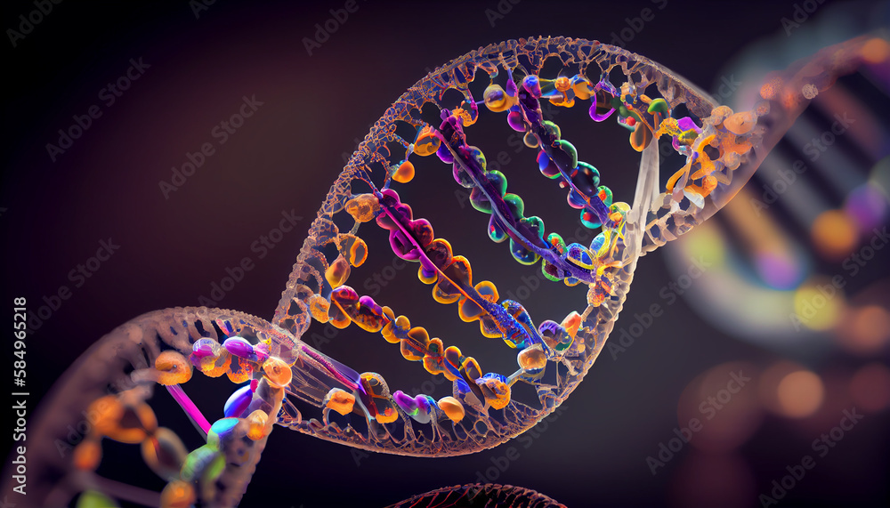 Poster molecular structures in an abstract pattern magnified generated by ai