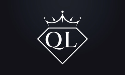 Diamond crown vector. Luxury queen logo for jewelry vector with letters	