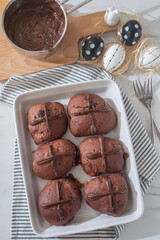 chocolate orange hot cross buns..traditional easter pastries