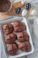 chocolate orange hot cross buns..traditional easter pastries