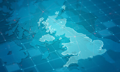 United Kingdom Map Digital Cyber Background
