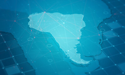 South America Map Digital Cyber Background