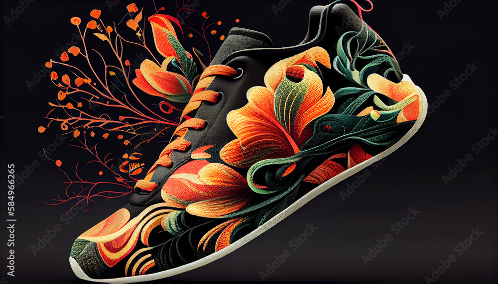 Poster an abstract floral pattern in modern design generated by ai