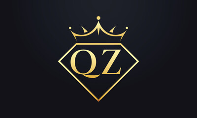 Diamond crown vector. Luxury queen logo for jewelry vector with letters	