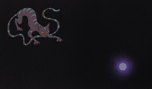 The Giant Reptilian Feline attacks the Purple Moon