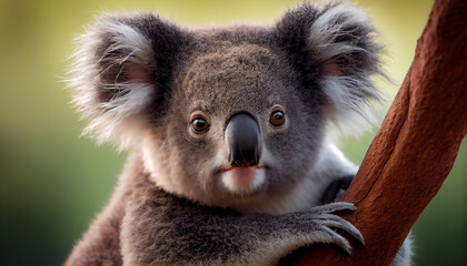 Naklejka premium Animal portrait Koala nature marsupial endangered species fluffy young close up generated by AI