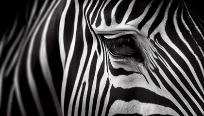 Fototapeta na wymiar Close up portrait of striped zebra elegant beauty generated by AI