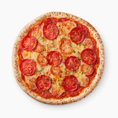 pizza isolated on white, pizza with pepperoni isolated on white color background