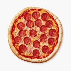 pizza isolated on white, pizza with pepperoni isolated on white color background