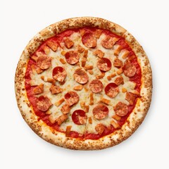 pizza isolated on white, pizza with pepperoni isolated on white color background