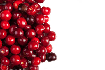 Cherries on white wooden table. Copyspace for your text is available
