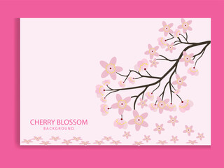 Japanese cherry blossom tree on pink background vector illustration.