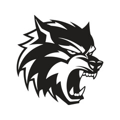 angry wolf mascot logo ,hand drawn illustration. Suitable For Logo, Wallpaper, Banner, Background, Card, Book Illustration, T-Shirt Design, Sticker, Cover, etc