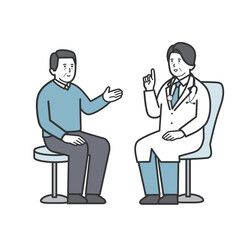 ベテラン医師に診察を受ける年配男性患者のイラスト

