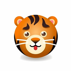 Cute Tiger Head Logo Aplication/App Isolated White. Generative AI