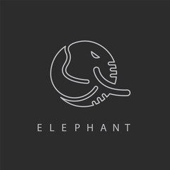 elephant circle  line logo icon vector concept design template