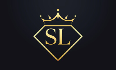 Diamond crown vector. Luxury queen logo for jewelry vector with letters	