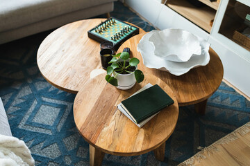 Wood table in living room