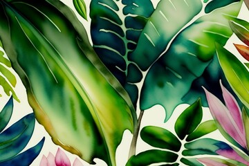 Fototapeta na wymiar tropical jungle background, Background Concept artwork digital art Illustration wallpaper painting , generative AI