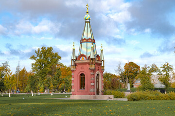 Chapel in the name of the holy apostles Peter and Paul on an October afternoon. Admiralty of Peter the Great, Kronstadt