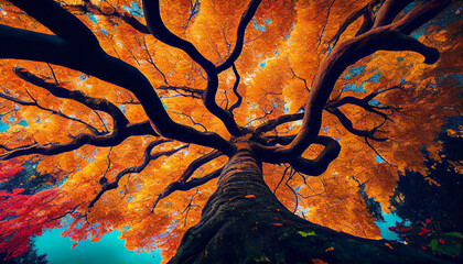 Nature spooky silhouette showcases autumn vibrant colors generated by AI