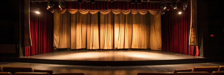 theatre stage with curtains and spotlights (generative ai)