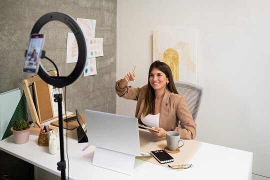 Content creator at office