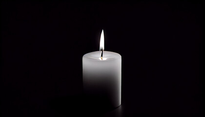 Candle flame burning on black symbolizing spirituality generated by AI