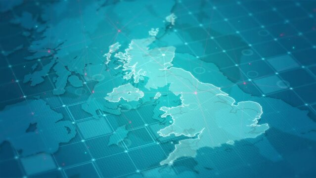 United Kingdom Map Digital Cyber Background