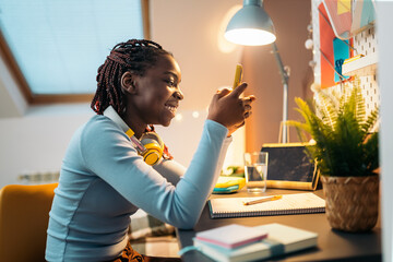 Teenager girl using smartphone