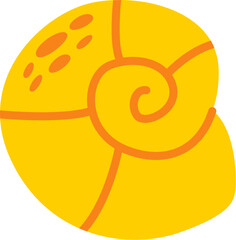 Vector illustration of cartoon yellow seashell isolated on white background.