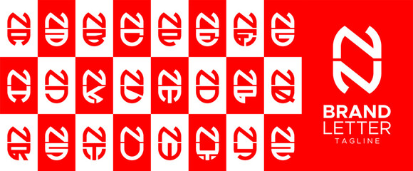 Minimalist capsule tube letter N NN logo design set