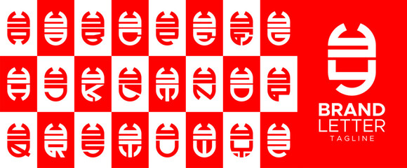Minimalist capsule tube letter Y YY logo design set - obrazy, fototapety, plakaty