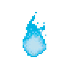 Blue fire illustration, pixel art