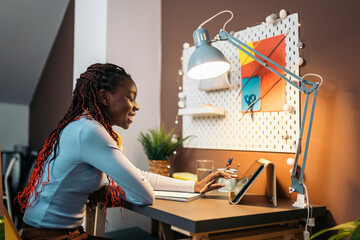 Teenager girl during homeschooling