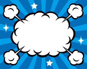 雲形のフレームと集中線の背景素材　アメコミ風