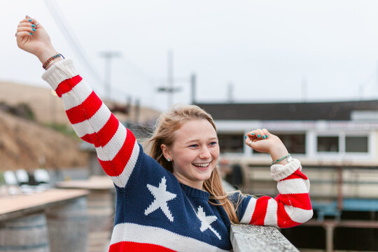 Portrait of happy Teenager girl by the west coast 
