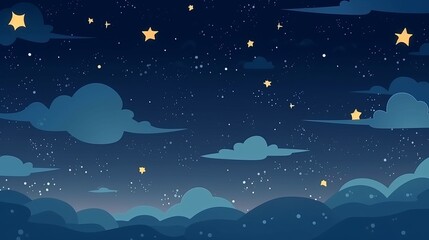 Cartoon space background with bright stars. Night starry sky. Vector illustration. generative ai