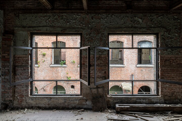 windows in abandoned place