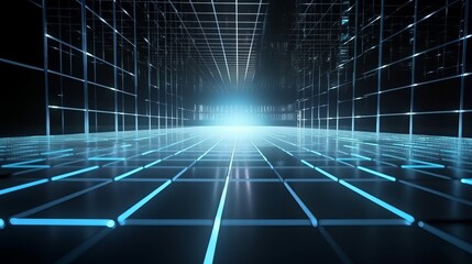 Fototapeta premium Elegant futuristic light and reflection with grid line background. 3D rendering. generative ai