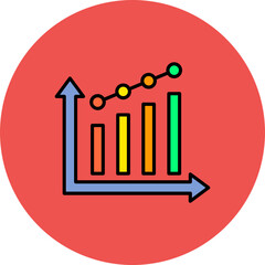 Graph Multicolor Circle Filled Line Icon
