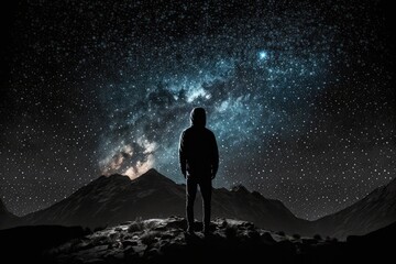 A person gazing up at the stars on a clear night. Generative AI