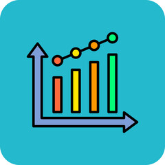 Graph Multicolor Round Corner Filled Line Icon