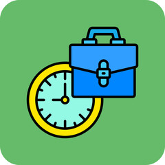 Working Hours Multicolor Round Corner Filled Line Icon