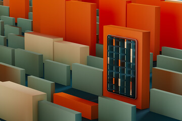 Device tablet on an abstract background