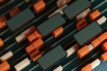 Smartphones on an abstract background