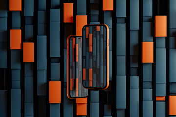 Two smartphones on an abstract background