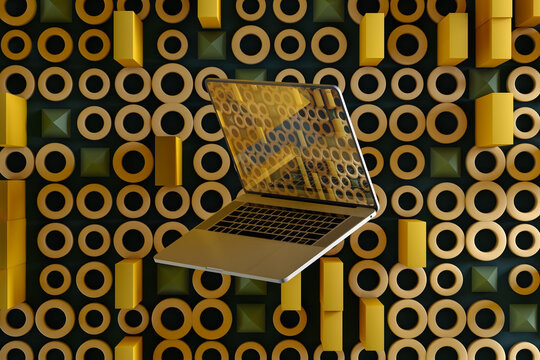 Laptop on an abstract background