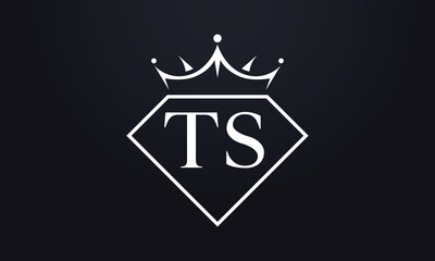 Diamond crown vector. Luxury queen logo for jewelry vector with letters	