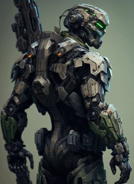 robot warrior soldier in a super high detail uniform, generative AI